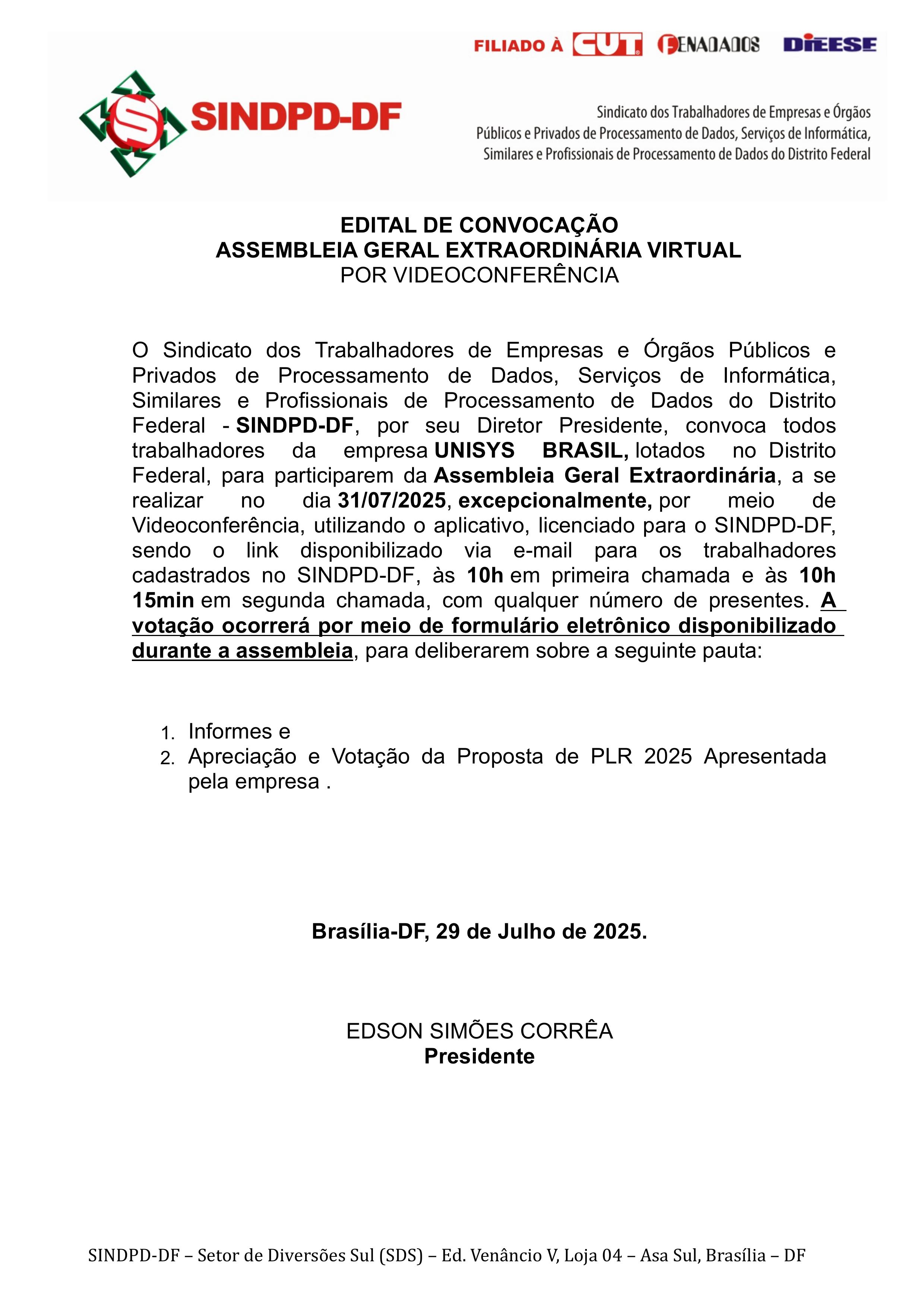 PROPOSTA PLR 2025: ATENÇÃO TRABALHADORES DA UNISYS