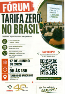 SINDPD-DF convida categoria para participar do Fórum Tarifa Zero e debater o futuro da mobilidade urbana